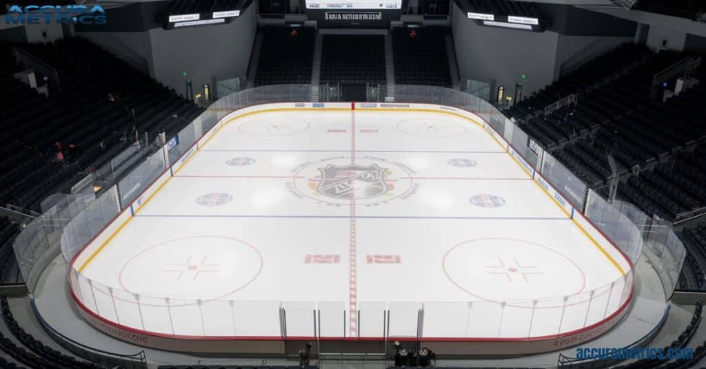 A graphic showing the size of an NHL regulation hockey rink