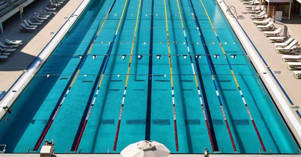 A swimmer in an Olympic sized pool 100 feet long