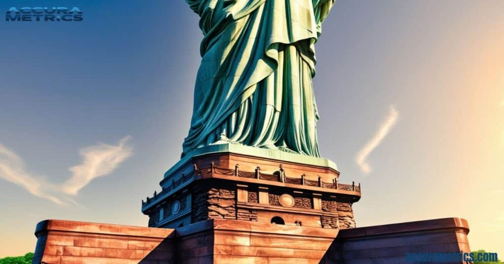 The Statue of Liberty from base to the first