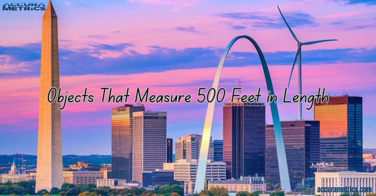 A skyline showcasing various 500-foot landmarks including the Washington Monument and St. Louis Gateway Arch at sunset.