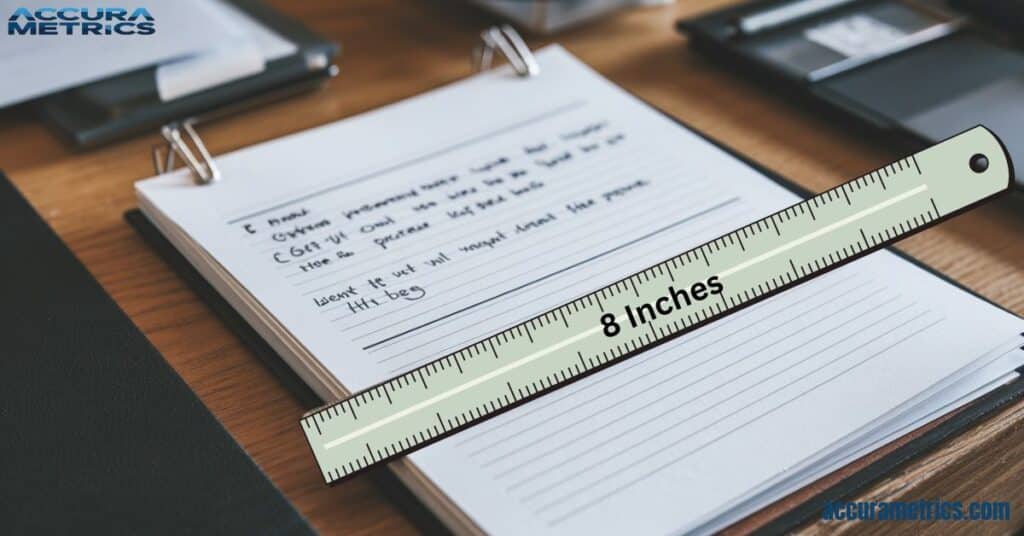 An 8.5-inch legal pad with a ruler for measurement