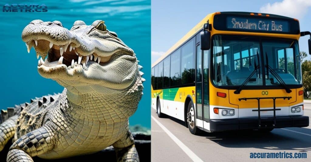 Crocodile and bus