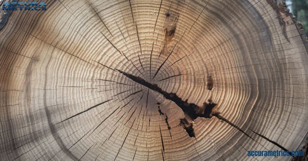 A cross section of a giant sequoia, highlighting its vast diameter and age rings.