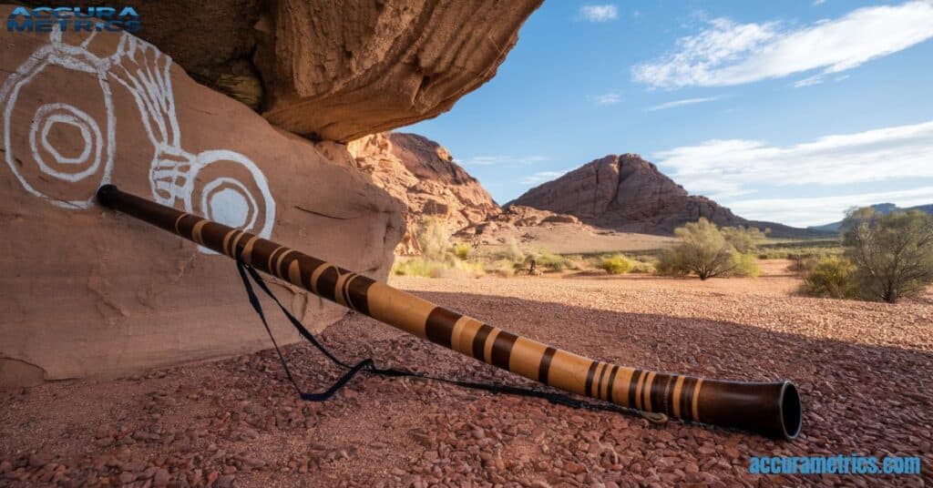 3 feet Didgeridoo placed against a natural landscape, highlighting its cultural roots.