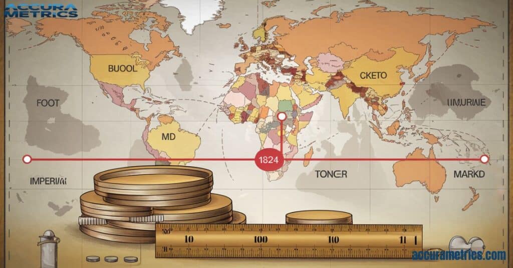 Illustration of the Imperial measurements System, highlighting traditional English units and its global influence.