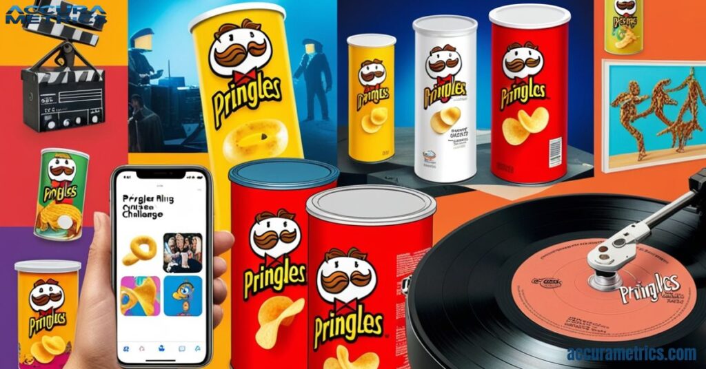 Pringles cans represented in movies, social media challenges, art, and music.