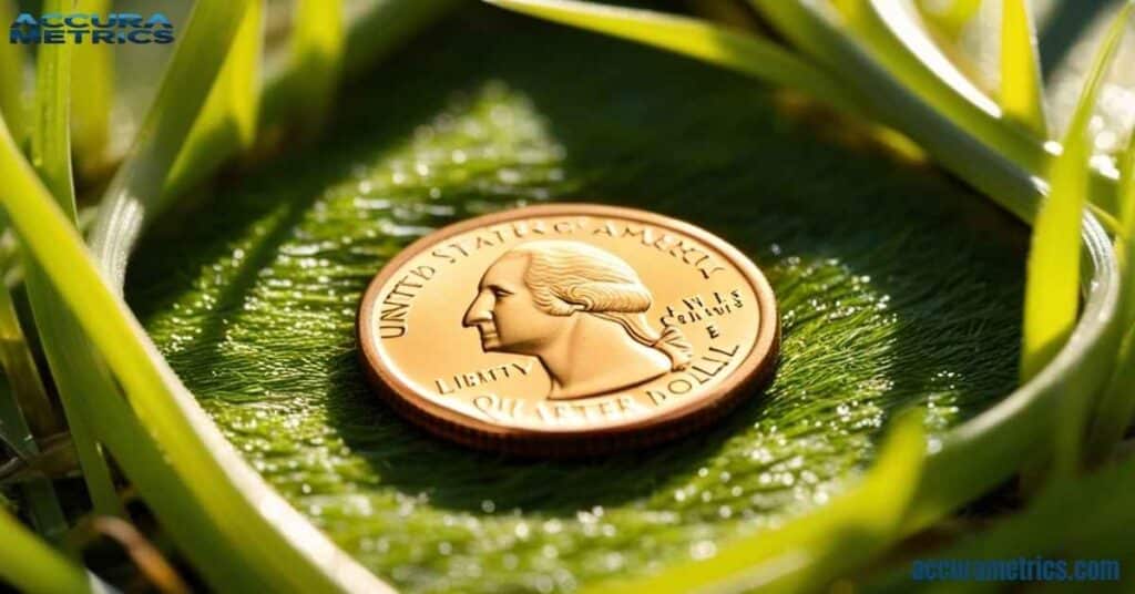 US quarter on grass.