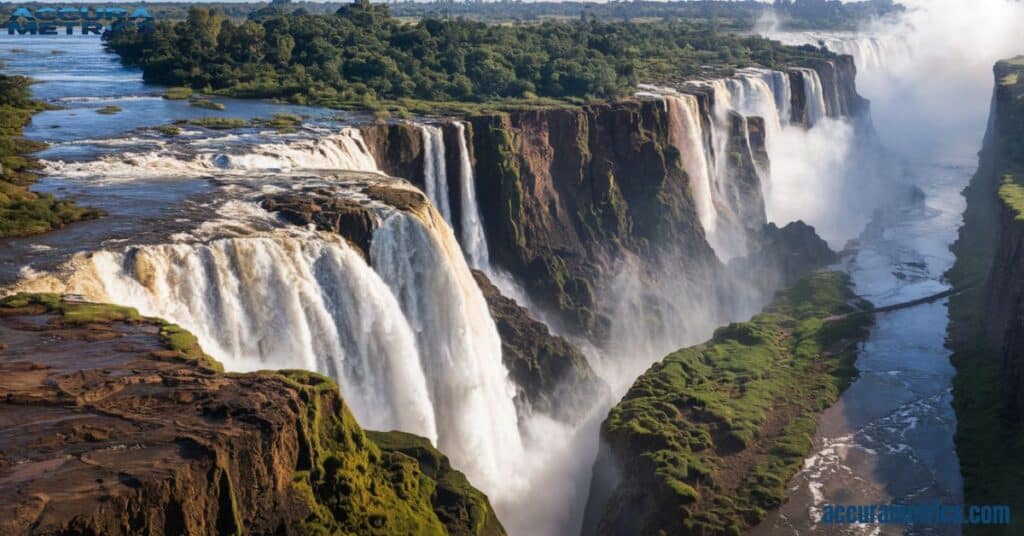 500 meter section of Victoria Falls, representing 29% of its 1,708-meter width during peak flow.