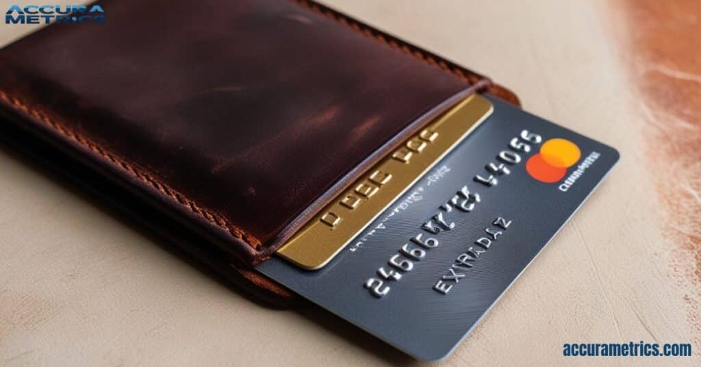 A close up of a credit card in a wallet.