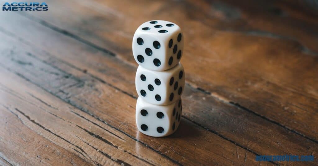 A stack of dice on a table.