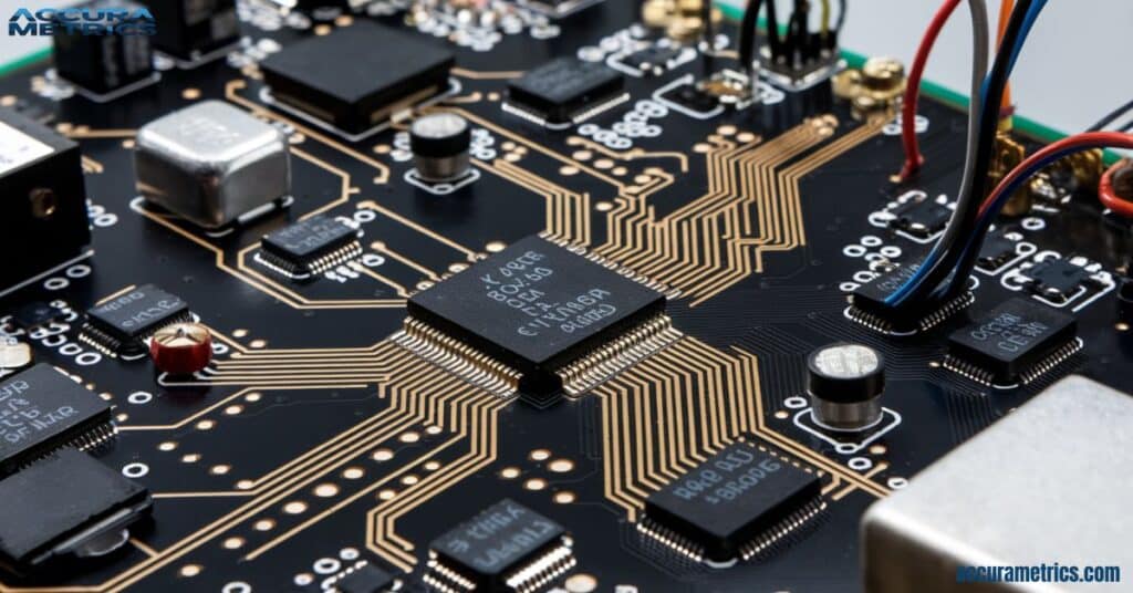 electronic circuit board featuring fine-gauge wire with a diameter of 2 Millimeters.