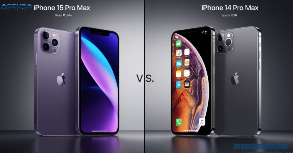 Comparison of the physical dimensions between the iPhone 15 Pro Max and iPhone 14 Pro Max.