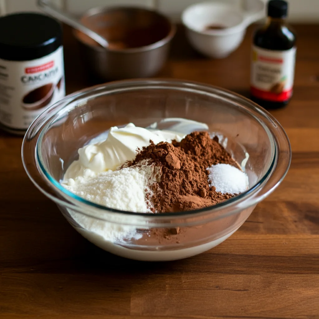keto chocolate mousse A glass of creamy Keto Chocolate Mousse with a fluffy, rich texture, served in a dessert cup. The mousse is made with low-carb ingredients, perfect for a keto-friendly dessert. Soft natural lighting highlights the swirls and texture, creating an inviting and homemade feel."