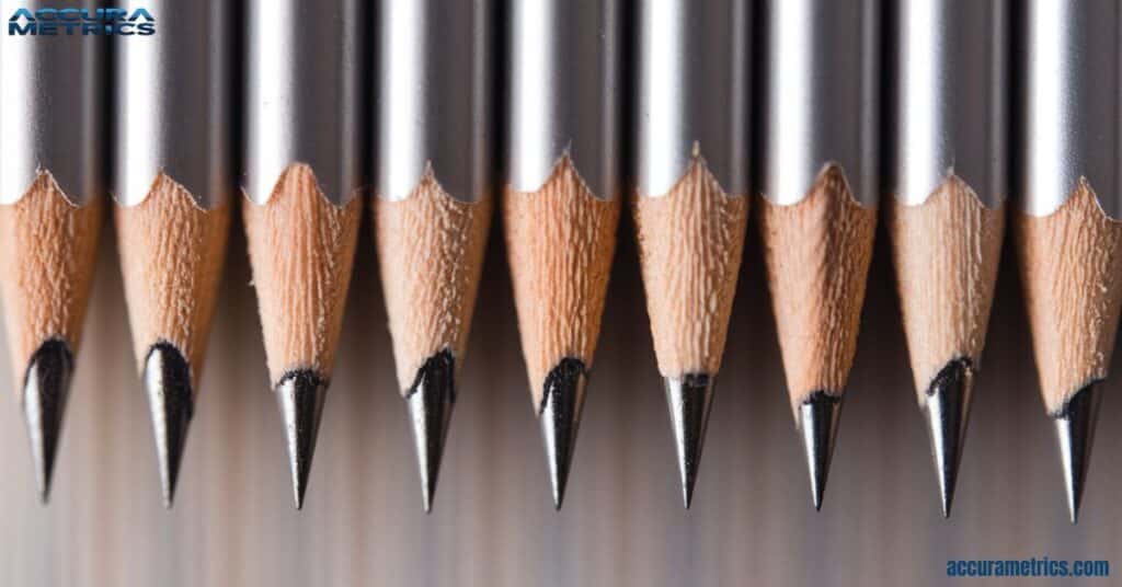 Close-up of ultra-fine mechanical pencil leads, showcasing precision essential for drawing and writing.