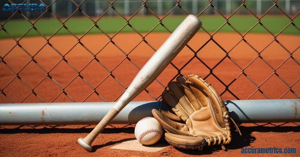 A 20 inch regulation softball bat on the field.