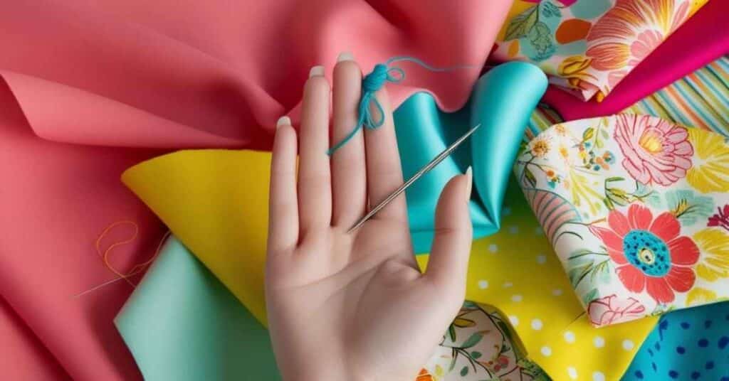 A clear image of a sewing needle on a soft fabric surface.