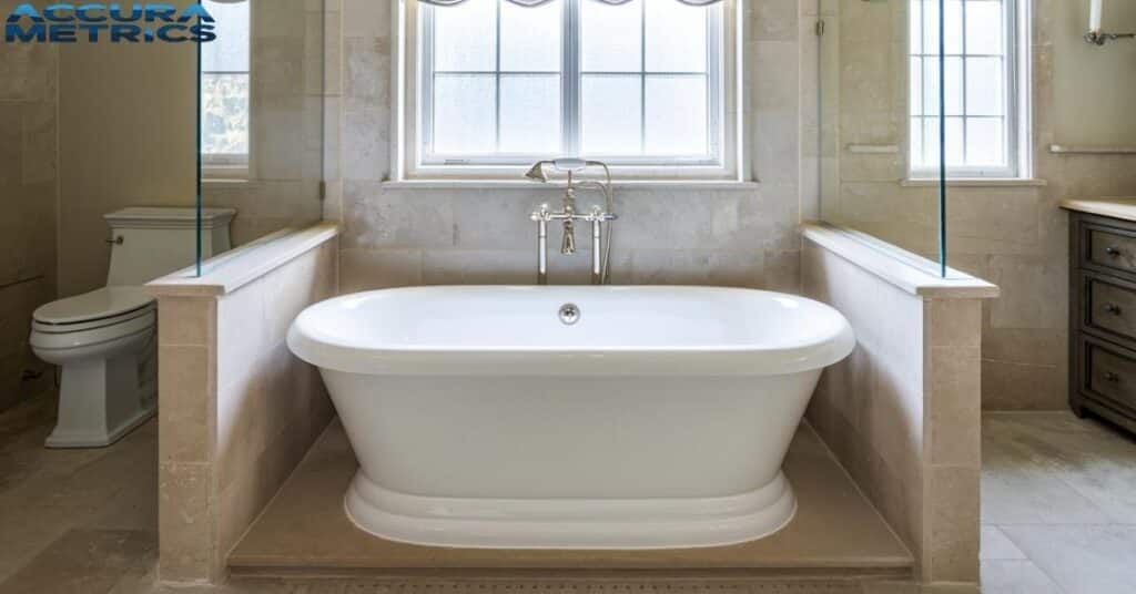 Bathtub in a modern bathroom.