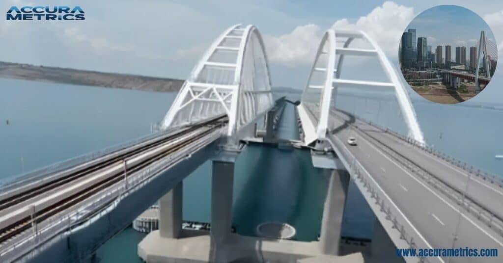 Cangde Grand Bridge over diverse landscapes in Hebei, China.