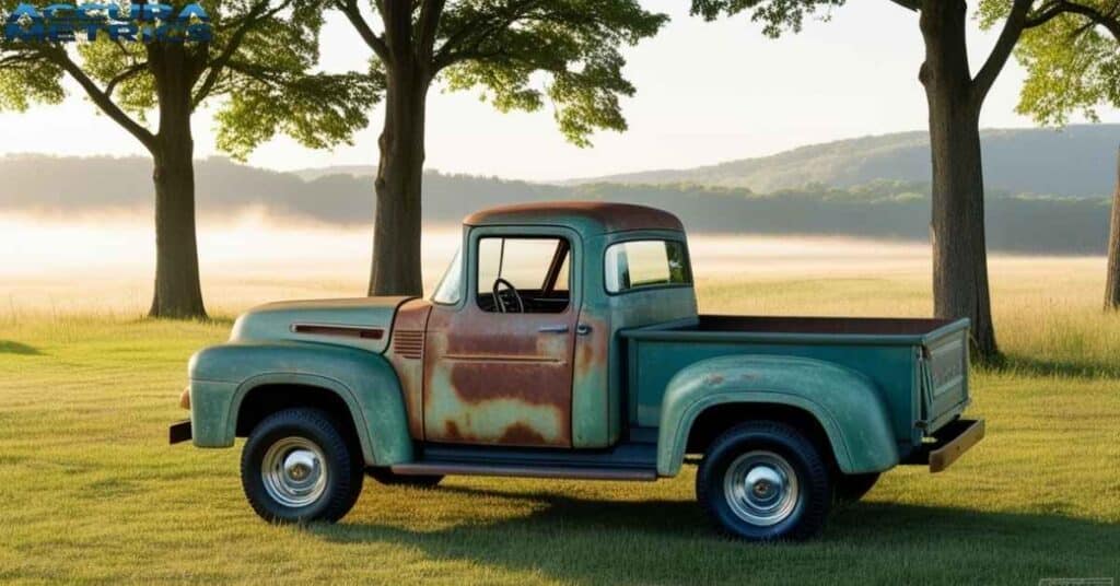 About five Inches Classic pickup truck in nature.