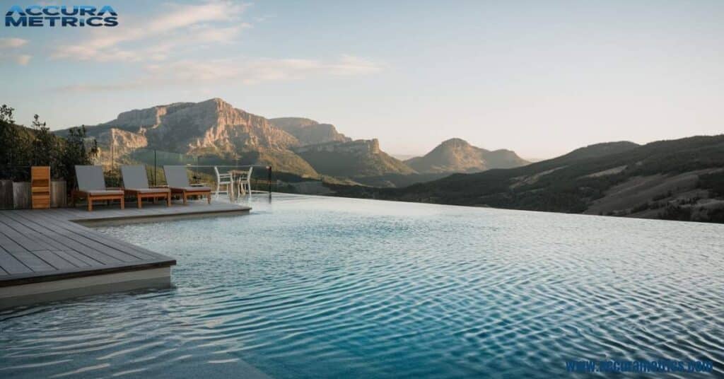 Infinity pool with a stunning mountain view.