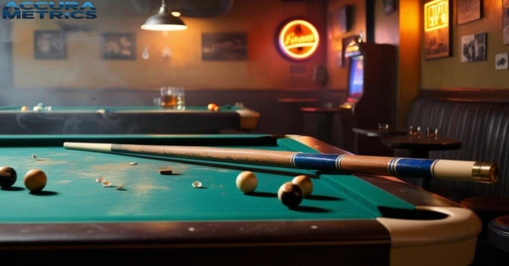 Ping pong table in a game room.