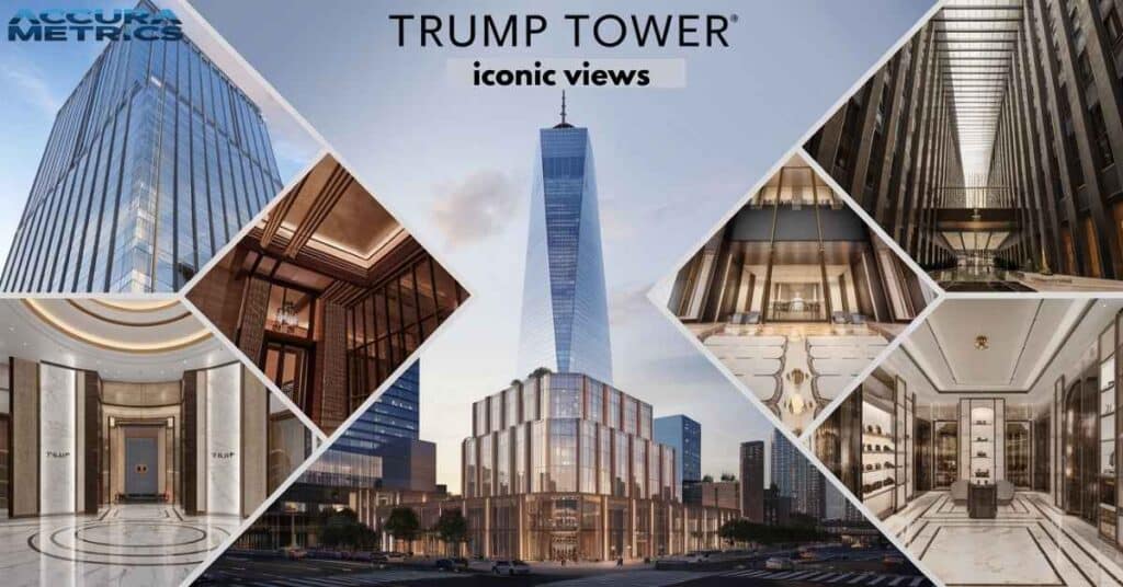 Trump Tower architecture, interior, and views highlighting its status as New York iconic skyscraper