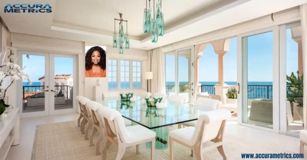 Oprah luxurious dining room is one of the most stunning features of the home. With its antique furniture décor.