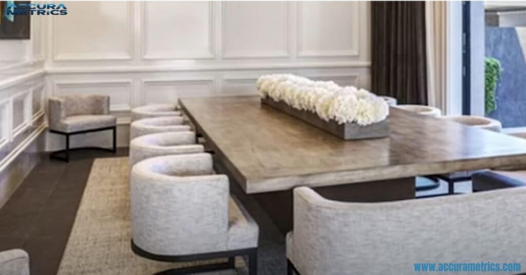 The dining room in Kylie Jenner's home exudes elegance with its minimalist decor.