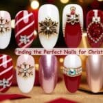 Finding the perfect nails for Christmas with 3D nail art featuring candy cane stripes, snowflakes, and glitter tips.