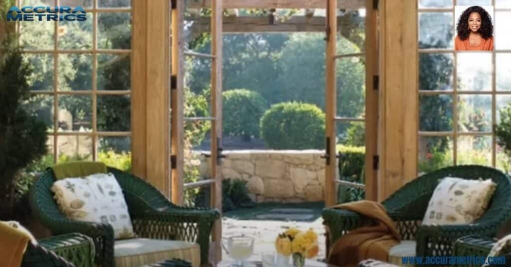 special feature on Oprah property is the tea house, a peaceful space where Oprah can unwind, meditate, and enjoy tea.