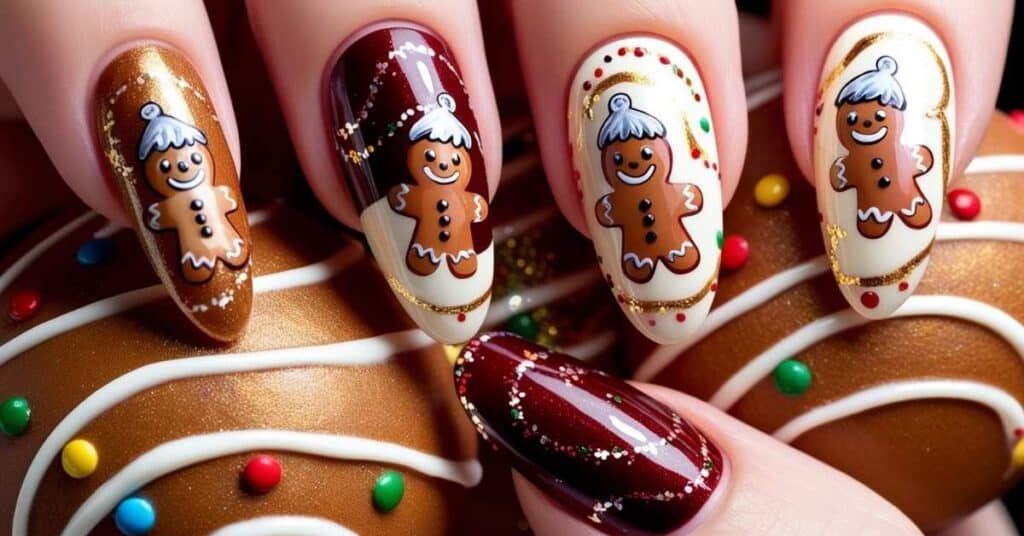 Long with gingerbread patterns for a sweet and festive holiday look.