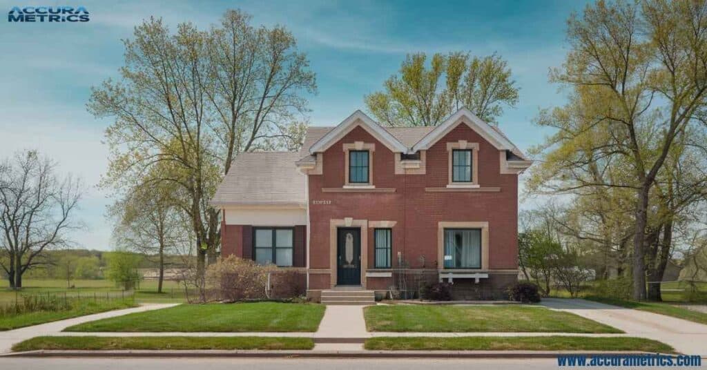 A two story house standing approximately 20 feet tall.